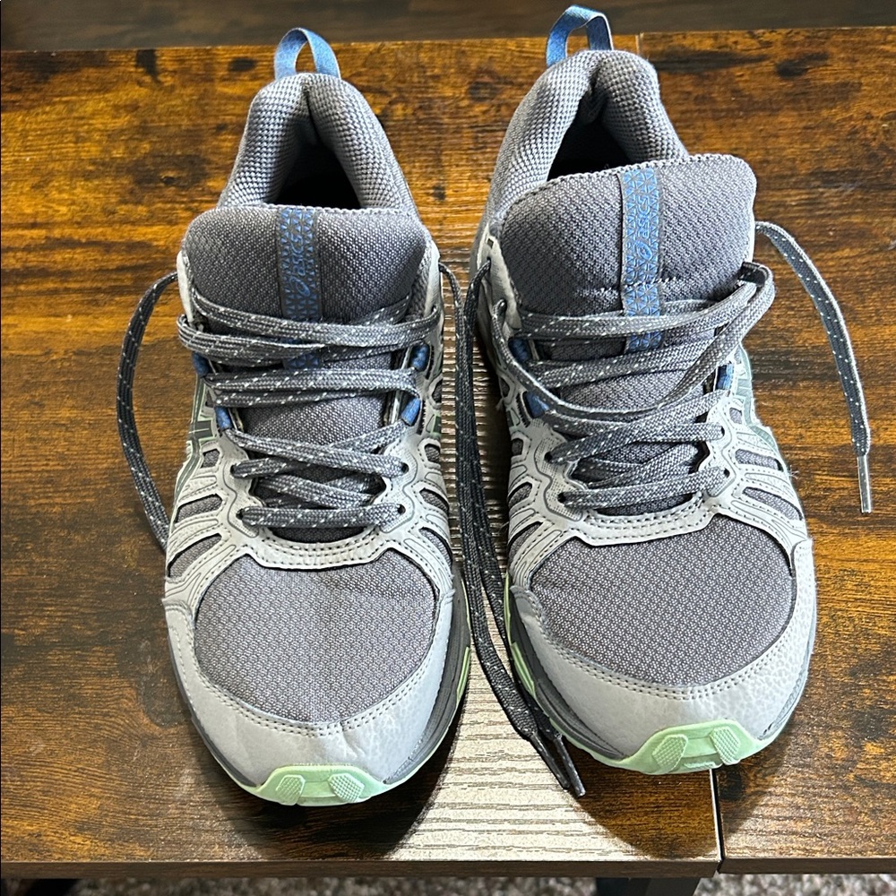 Asics Gray and Blue Athletic Shoes